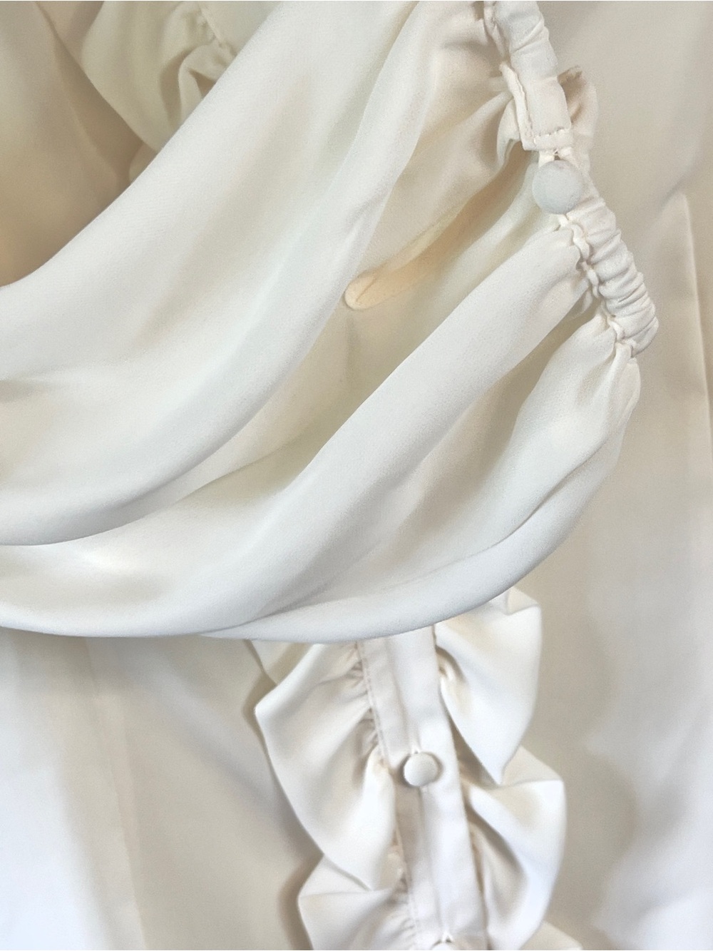 Soft sheer elegant romantic cream ruffle blouse with camisole - Picture 9 of 12